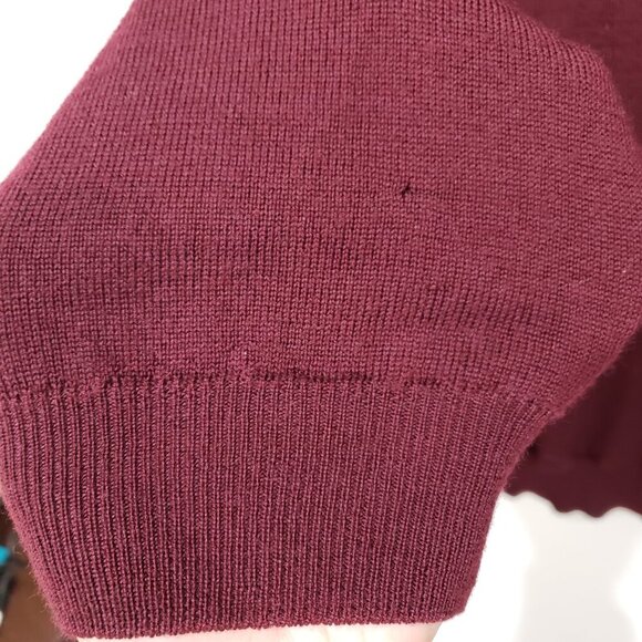 Paul Frederick Sweater Size L Maroon Extra Fine Merino Wool Pullover Mock - Picture 14 of 14